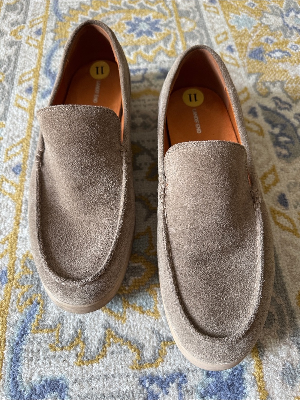 Lands' End Men's Suede Slip-Ons in Taupe Brown